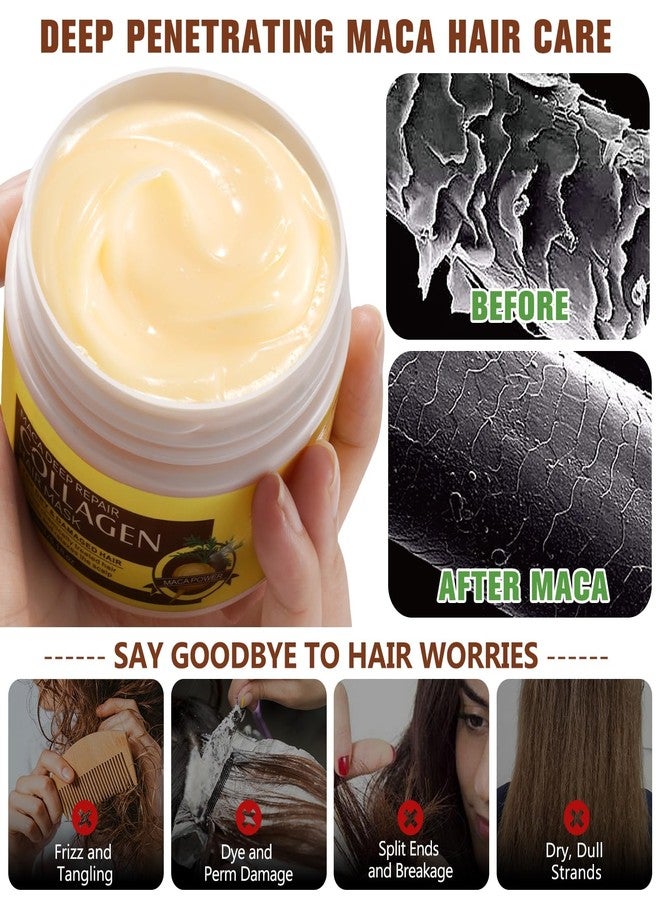 laraspi Collagen Hair Mask, Collagen Hair Treatment for Dry Damaged Hair, Deep Repair Conditioner with Maca Essence, Hydrating and Moisturizes Hair - 150ml - Image 5