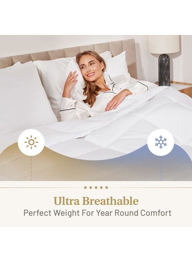 Lavish Comforts Down Alternative Comforter Queen Size - Extra Fluffy Duvet Insert - Thick Puffy Premium All Season Winter - Luxury Breathable Hotel Cooling Comforter - Queen, White, 86x86 inches - Image 4