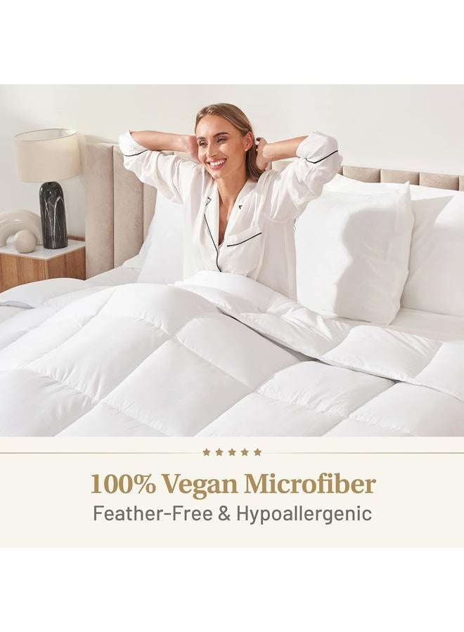 Lavish Comforts Down Alternative Comforter Queen Size - Extra Fluffy Duvet Insert - Thick Puffy Premium All Season Winter - Luxury Breathable Hotel Cooling Comforter - Queen, White, 86x86 inches - Image 2