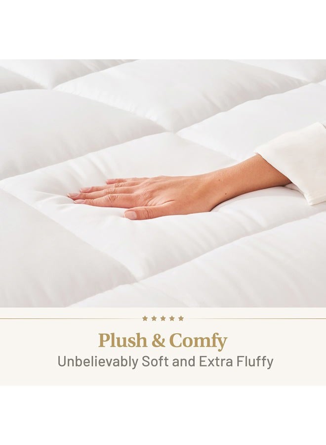 Lavish Comforts Down Alternative Comforter Queen Size - Extra Fluffy Duvet Insert - Thick Puffy Premium All Season Winter - Luxury Breathable Hotel Cooling Comforter - Queen, White, 86x86 inches - Image 3
