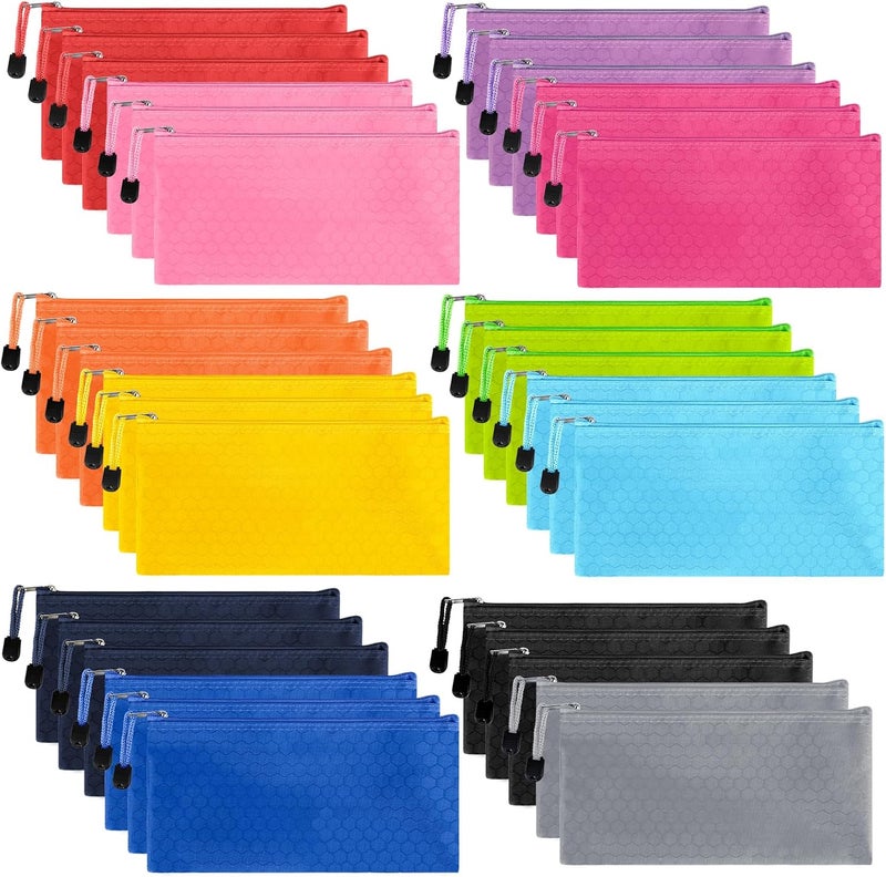 EOOUT 35pcs Pencil Pouch Bulk, 9.3x4.7 Inches Small Zipper Pouches for Bill Office School Supplies Cosmetics Travel Accessories in 12 Colors - Image 1