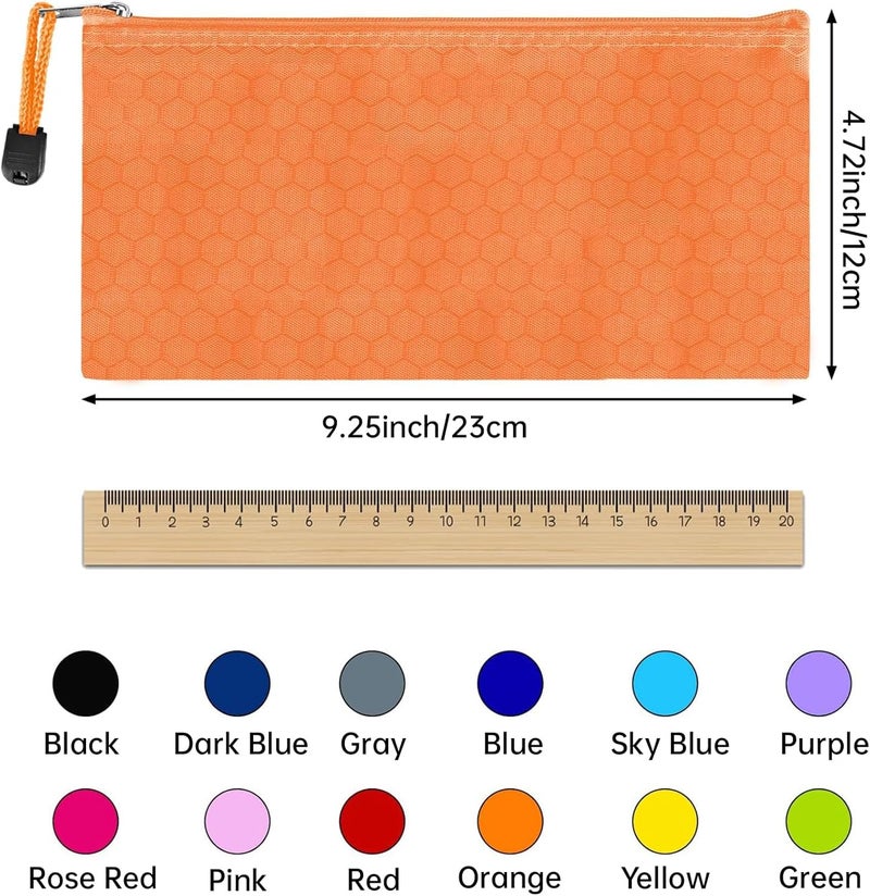 EOOUT 35pcs Pencil Pouch Bulk, 9.3x4.7 Inches Small Zipper Pouches for Bill Office School Supplies Cosmetics Travel Accessories in 12 Colors - Image 2