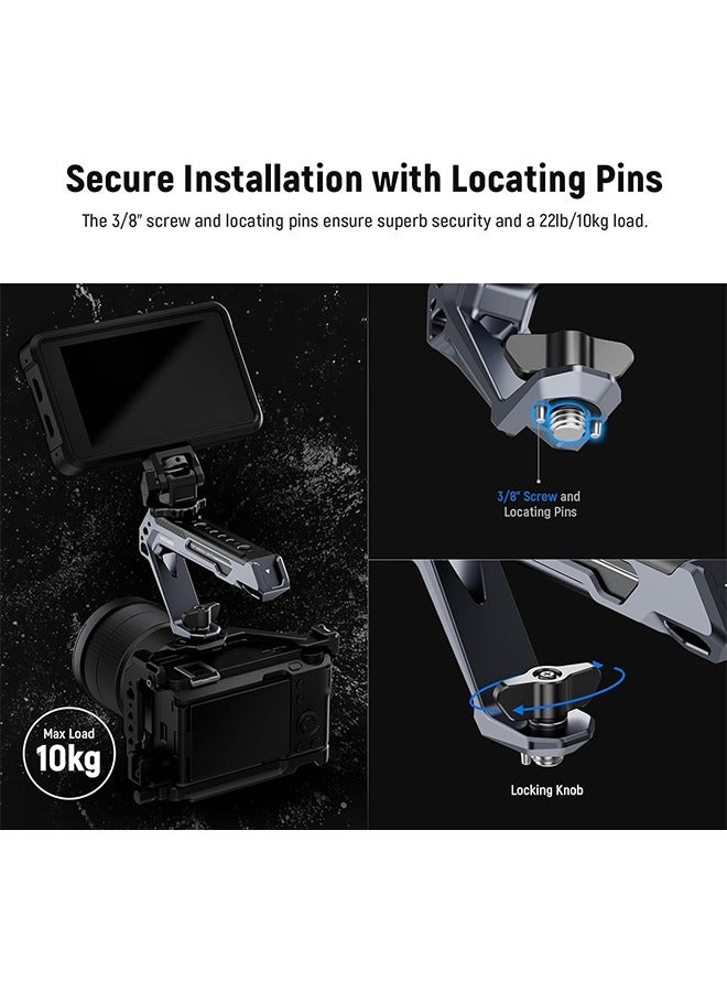 Neewer NEEWER All Metal Stylish Camera Top Handle with 3/8" Screw and Locating Pins, 1/4" &3/8" Threads, Cold Shoes, Anti Off Lock, Compatible with SmallRig Camera Cage Video Rig Stabilizer, CA078  - Image 3