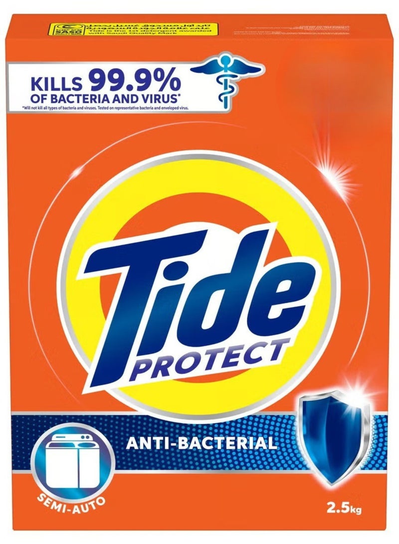 تايد مسحوق تنظيف بروتيكت مضاد للبكتيريا للغسالات نصف اتوماتيك 2.5 كجم من تايد - Image 1