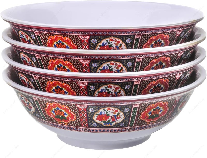 M.V. Trading Melamine Oriental Pho Noodle Soup Bowl 52 Ounce Peacock Design Set of 4 - Image 1