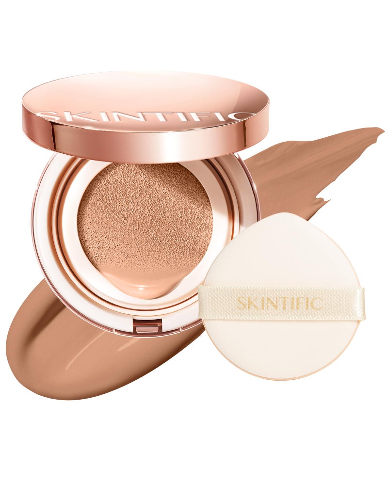أساس كوشن من سكينتيفيك بتغطية كاملة وزن خفيف يناسب البشرة لمسة لمعة ساتان مقاوم للزيوت وماء ومضاد للتعرق كريم بي بي وكريم سي سي مكياج كوري