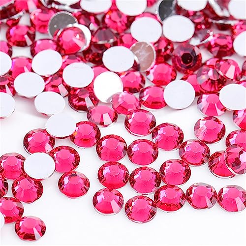 Kdkyy 3000 Pieces SS12 3mm Flatback Rhinestones Clear Glass Round Gems Crystals for Nail Art DIY Crafts Clothes Shoes Bags Light Rose Red - Image 1