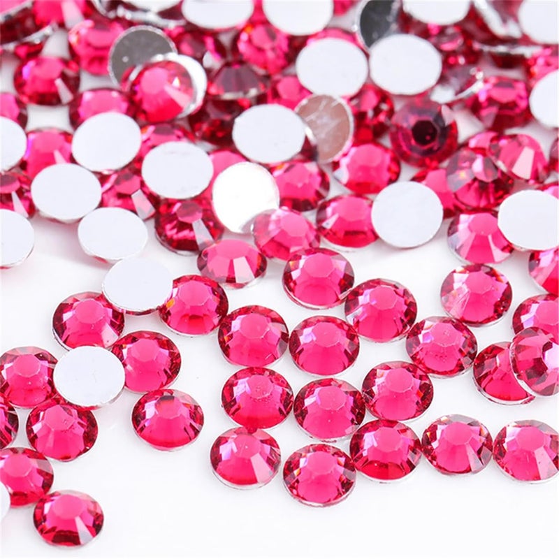 Kdkyy 3000 Pieces SS12 3mm Flatback Rhinestones Clear Glass Round Gems Crystals for Nail Art DIY Crafts Clothes Shoes Bags Light Rose Red - Image 3