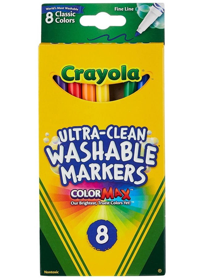 Crayola Ultra Clean Washable Markers, Fine Line , School Supplies, 8 Count - Image 1