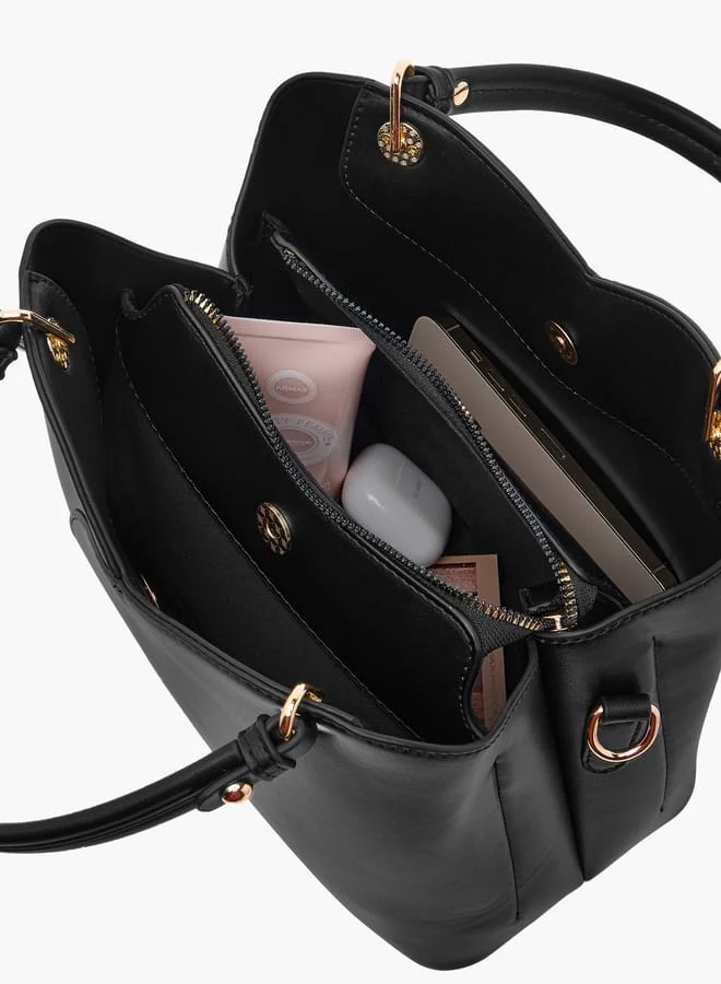 Flora Bella By Shoexpress Women Textured Tote Bag with Adjustable Strap and Zip Closure