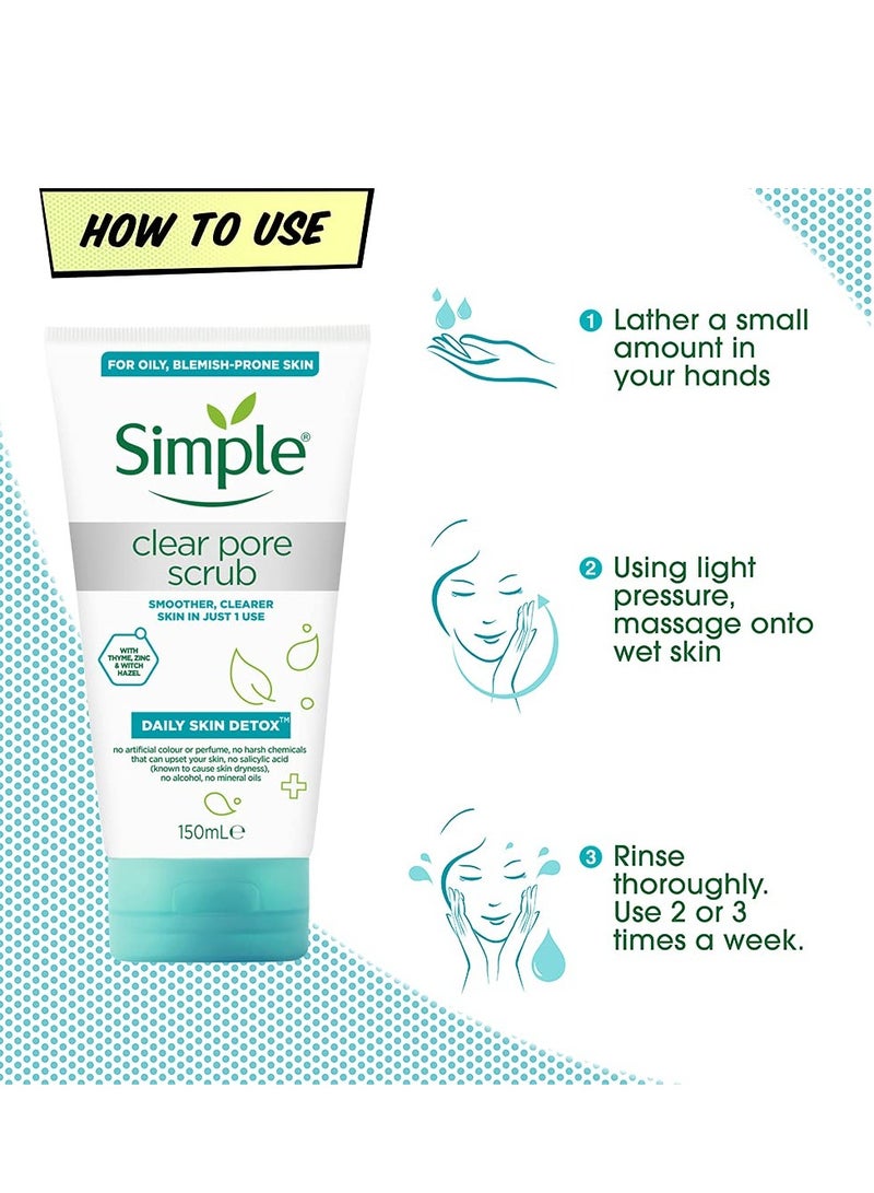 Simple Daily Skin Detox Clear Pore Facial Scrub 150 ml - Image 2