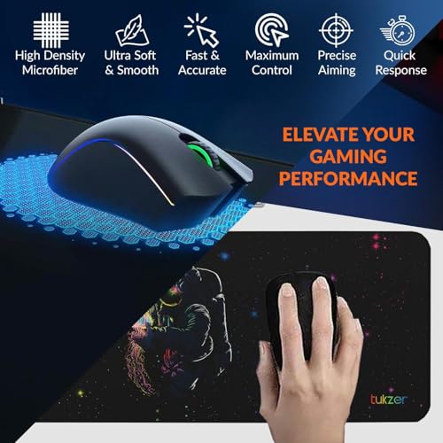 Tukzer Extended Gaming Mouse Pad, Desk Mat, High-Speed Mouse Tracking & Control | Stitched Edges, Non-Slip Rubber Base| for Computer Laptop Keyboard Office Home (Astro Planet) - Image 2