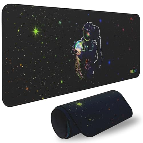 Tukzer Extended Gaming Mouse Pad, Desk Mat, High-Speed Mouse Tracking & Control | Stitched Edges, Non-Slip Rubber Base| for Computer Laptop Keyboard Office Home (Astro Planet) - Image 1