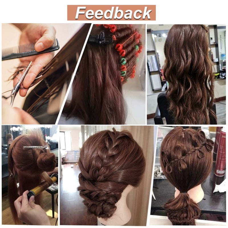 MYSWEETY Mannequin Head with 80% Real Human Hair, 23.5" Styling Training Head Manikin Cosmetology Head Hair Hairdressing Makeup Practice Doll Head with Clamp Holder and Tools - Image 5