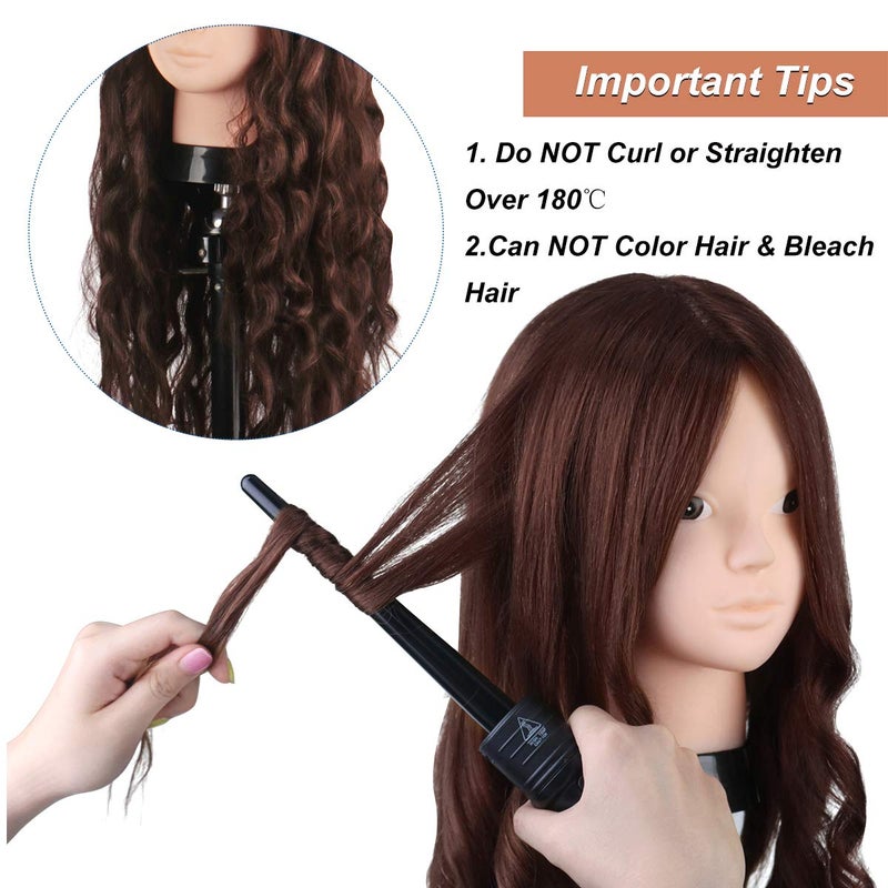 MYSWEETY Mannequin Head with 80% Real Human Hair, 23.5" Styling Training Head Manikin Cosmetology Head Hair Hairdressing Makeup Practice Doll Head with Clamp Holder and Tools - Image 3