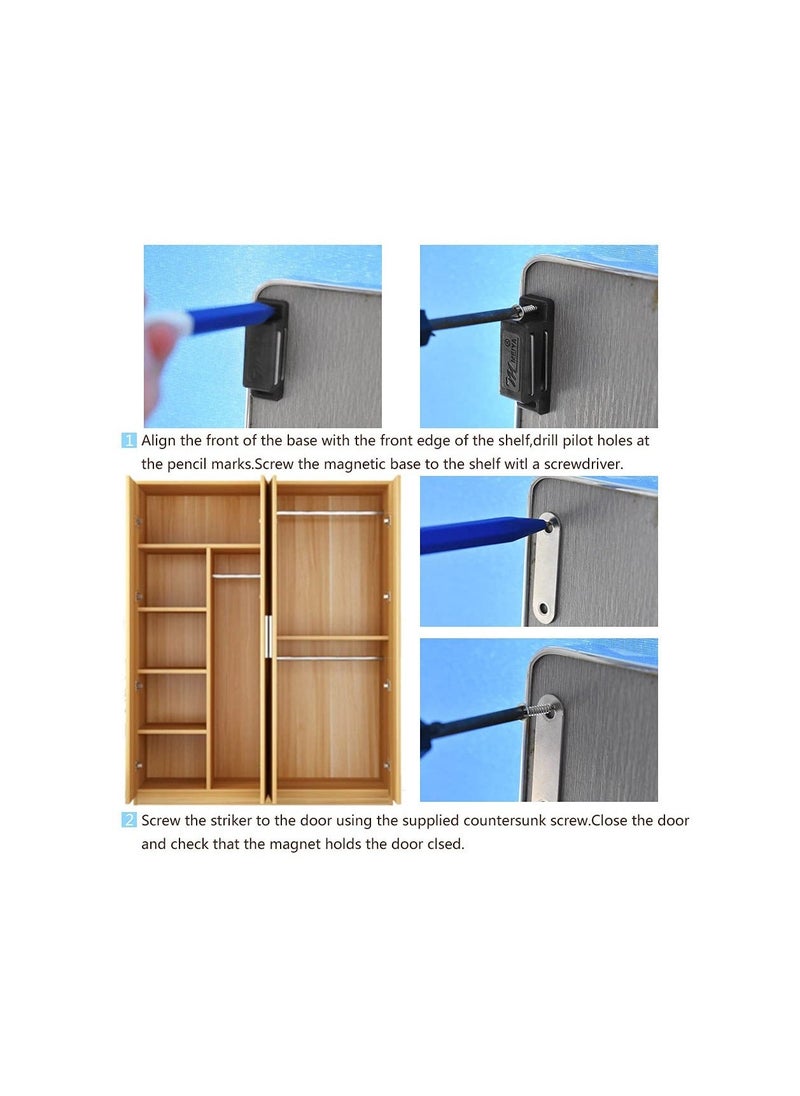 Generic 12Pack Magnetic Door Catch High Magnetic Plastic Heavy Duty Latch for Kitchen Bathroom Cupboard Wardrobe Closet Closures Cabinet Door Drawer Magnets  - Image 3