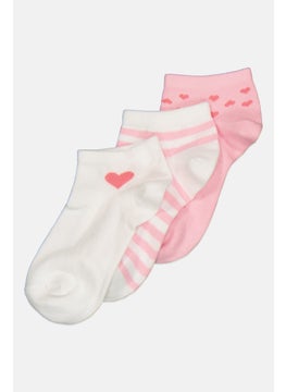 XOXO Kids Girl 3 Pairs Ankle Socks, Multicolor  - Image 2