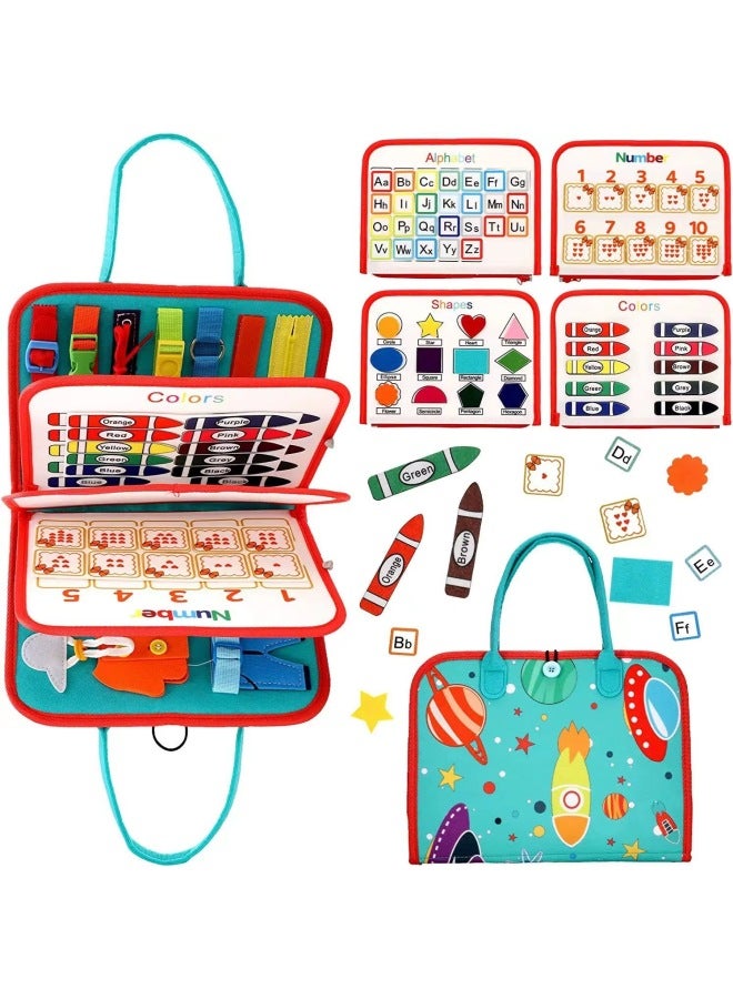 Puzzle Felt Learning Board Children's Toys Wool Board DIY Dressing Board Learning Board Early Teaching Board Wholesale-Color:Light Green - Image 1