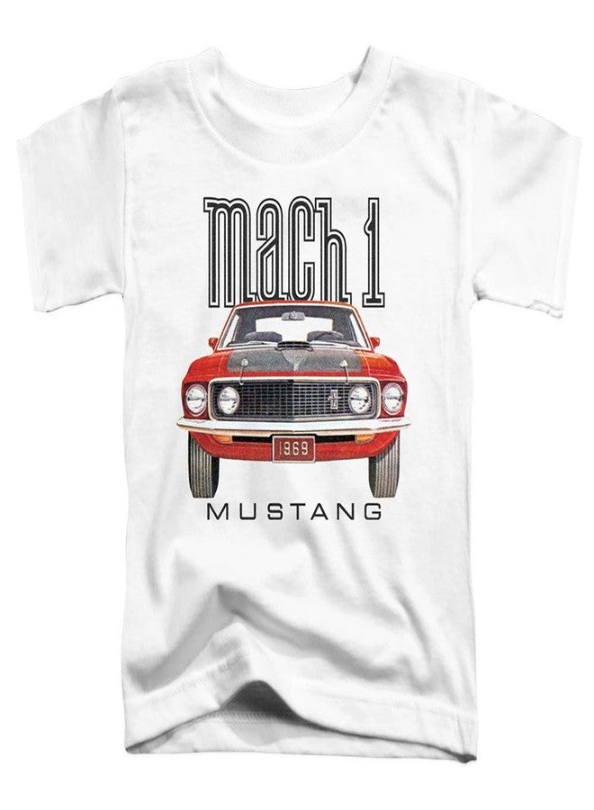 Ford Mustang 69 Mach 1 Unisex Toddler T Shirt for Boys and Girls, Large (4T) White