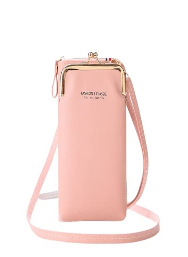 TINSICO Cross Body Phone Bag | Vertical Mobile Phone Clutch Wallet | Mini Shoulder Bag (Pink) - Image 1