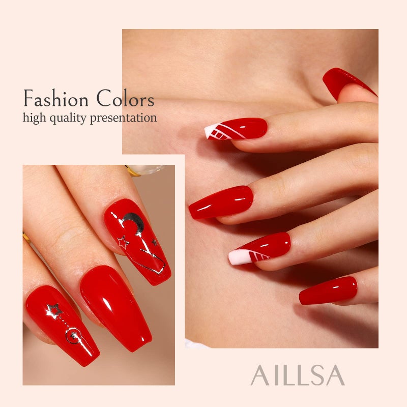 AILLSA Classic Red Dip Powder for Valentine's Day, 1 Oz Nail Art for Starter Manicure Salon DIY at Home, Fall Winter Colors Long Lasting French Manicure - Image 2