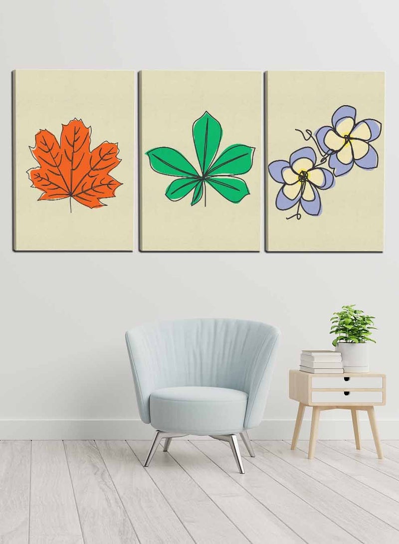 LOWHA Set Of 3 Framed Canvas Wall Arts Stretched Over Wooden Frame, Colorful Flowers Paintings, For Home, Living Room, Office Decor - Image 1