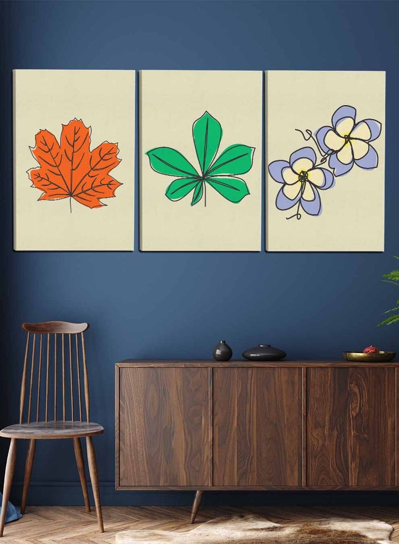LOWHA Set Of 3 Framed Canvas Wall Arts Stretched Over Wooden Frame, Colorful Flowers Paintings, For Home, Living Room, Office Decor - Image 3