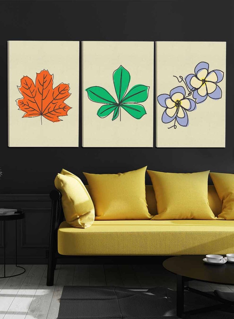 LOWHA Set Of 3 Framed Canvas Wall Arts Stretched Over Wooden Frame, Colorful Flowers Paintings, For Home, Living Room, Office Decor - Image 2