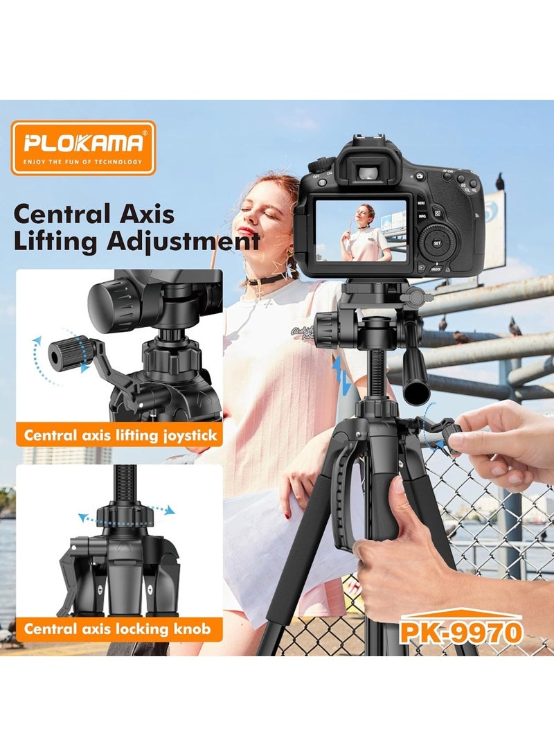 التخطيط حامل ثلاثي القوائم متعدد الوظائف PLOKAMA PK-9970 بطول 180 سم ودوران 360 درجة للكاميرات والهواتف الذكية - Image 4