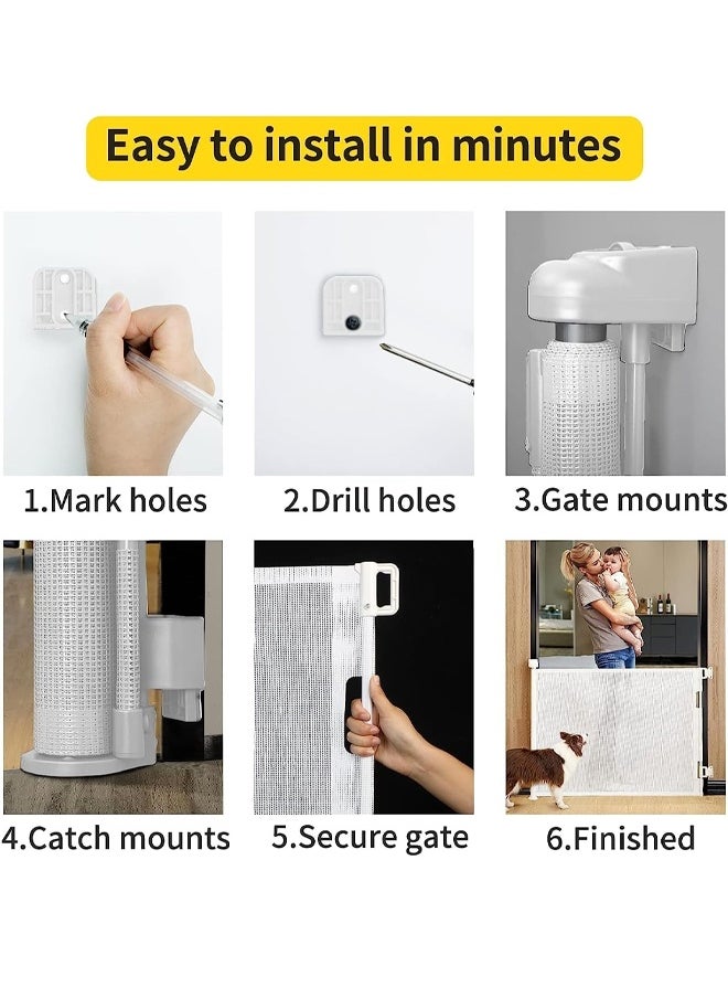 Riolio Retractable Baby Gate, Mesh Baby Gate or Mesh Dog Gate, 86cm Tall, Extends to 150cm Wide Child Safety Gate for Doorways, Stairs, Hallways, Indoor/Outdoor (150 * 86cm White)  - Image 5