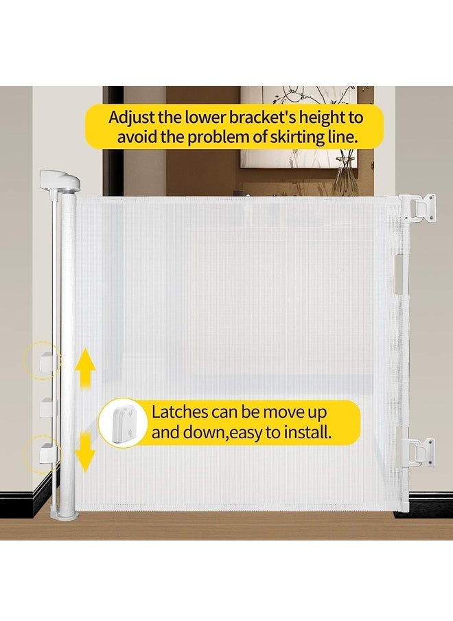 Riolio Retractable Baby Gate, Mesh Baby Gate or Mesh Dog Gate, 86cm Tall, Extends to 150cm Wide Child Safety Gate for Doorways, Stairs, Hallways, Indoor/Outdoor (150 * 86cm White)  - Image 3