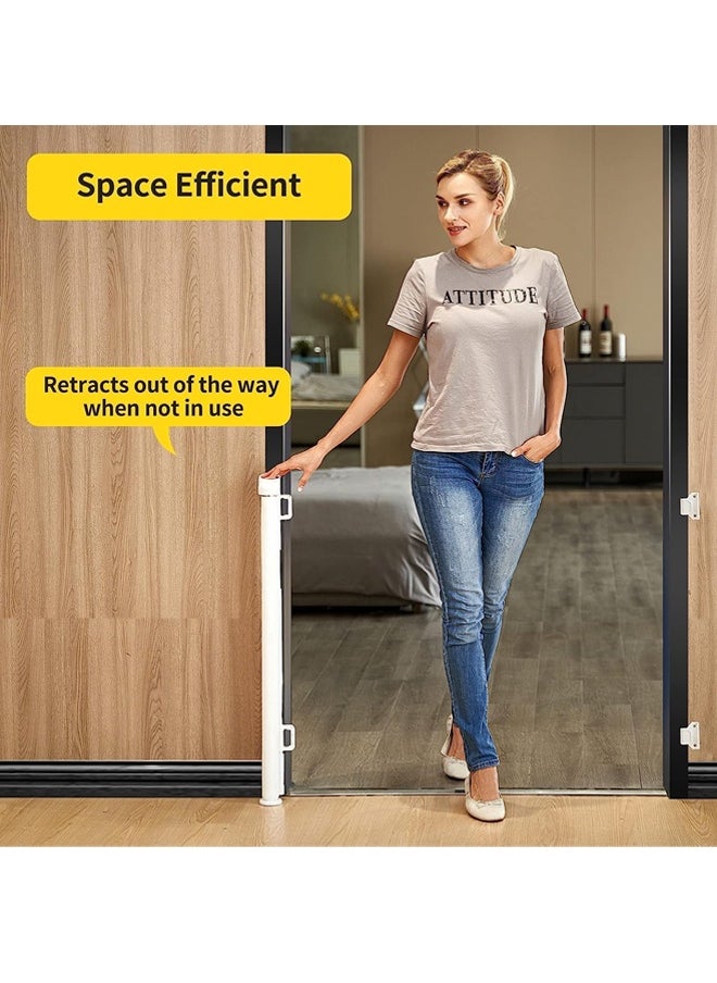 Riolio Retractable Baby Gate, Mesh Baby Gate or Mesh Dog Gate, 86cm Tall, Extends to 150cm Wide Child Safety Gate for Doorways, Stairs, Hallways, Indoor/Outdoor (150 * 86cm White)  - Image 4