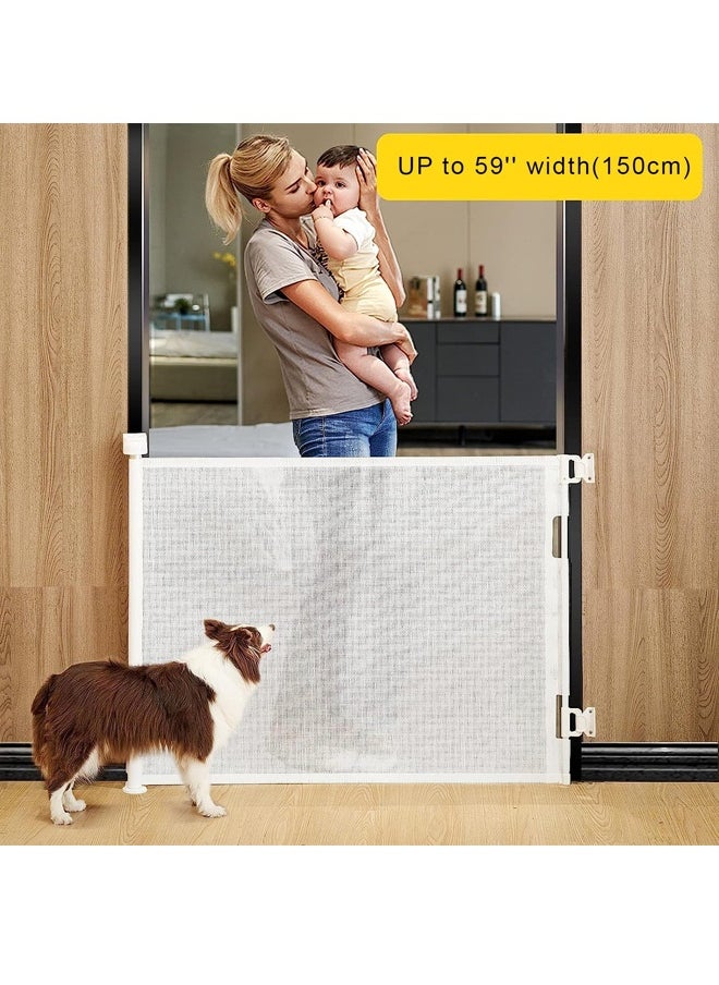 Riolio Retractable Baby Gate, Mesh Baby Gate or Mesh Dog Gate, 86cm Tall, Extends to 150cm Wide Child Safety Gate for Doorways, Stairs, Hallways, Indoor/Outdoor (150 * 86cm White)  - Image 2