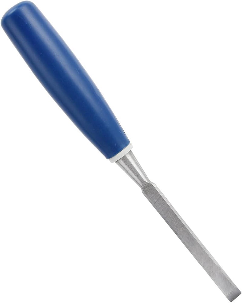 5/16 Inch Woodworking Flat and Slotting Chisels - One Piece Through Handle Design - 2 Piece Wood Chisel Set with Blue ABS Handles - 45# Steel Quenched and Heat Treated Blades (3/8") - Image 1