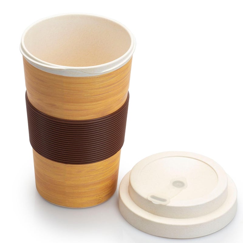 Red Butler EcoFriendly Bamboo Fibre Coffee Mug with Lid 500 ml Unbreakable Reusable for Daily Use Drinking Tea Coffee Juice etc Use as Sipper and with Straw Home Office use Multicolor - Image 2
