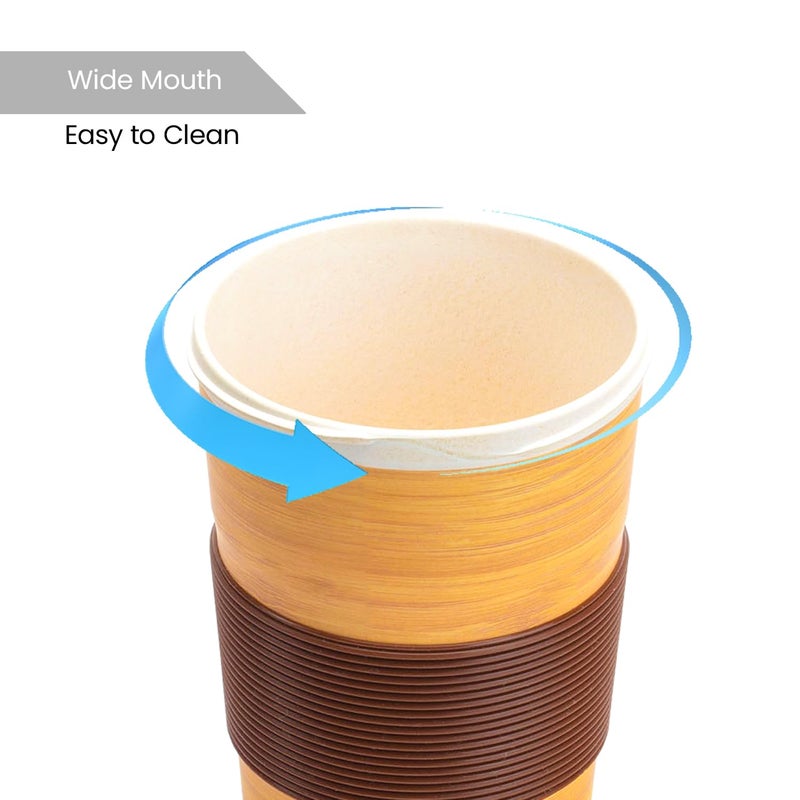 Red Butler EcoFriendly Bamboo Fibre Coffee Mug with Lid 500 ml Unbreakable Reusable for Daily Use Drinking Tea Coffee Juice etc Use as Sipper and with Straw Home Office use Multicolor - Image 5