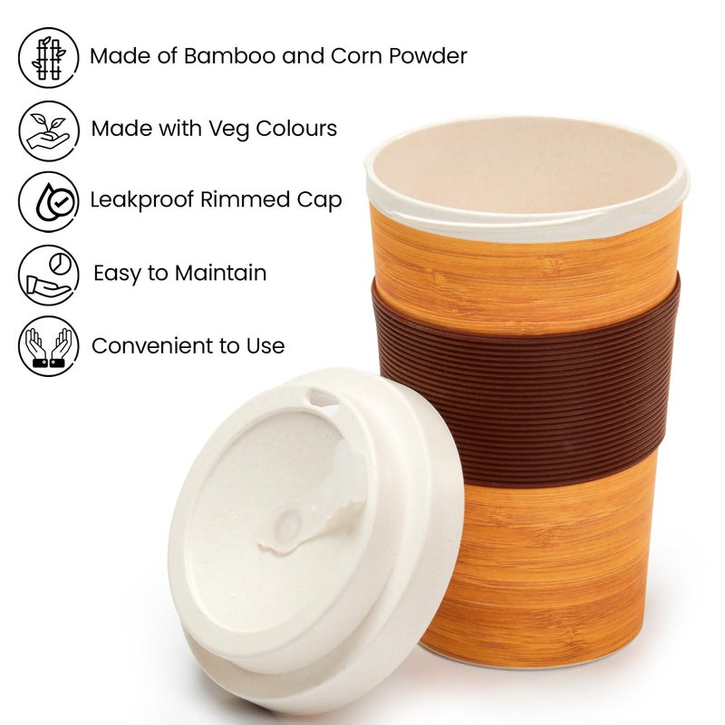 Red Butler EcoFriendly Bamboo Fibre Coffee Mug with Lid 500 ml Unbreakable Reusable for Daily Use Drinking Tea Coffee Juice etc Use as Sipper and with Straw Home Office use Multicolor - Image 3