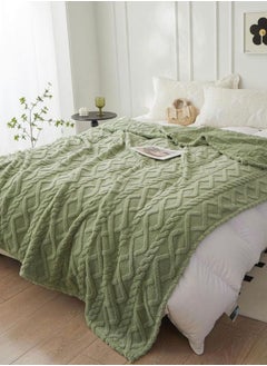 LUNA Home Taffeta fleece blanket super soft green color.  - Image 3