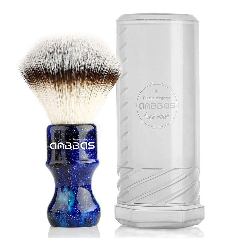 Anbbas Synthetic Badger Shaving Brush with Resin HandleNylon Bristles Hair Lathering Foam Brush for Men Travel Professional Wet ShavingBlue24 mm Knot