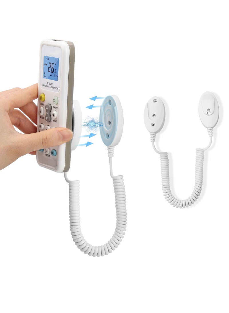 2-Pack Magnetic Remote Control Holders with Spring Ropes, Wall-Mount Adhesive, Anti-Loss, Extendable Spring , Security Cable Lock for TV, DVD, Game Consoles(White, 70 Inch) - Image 1
