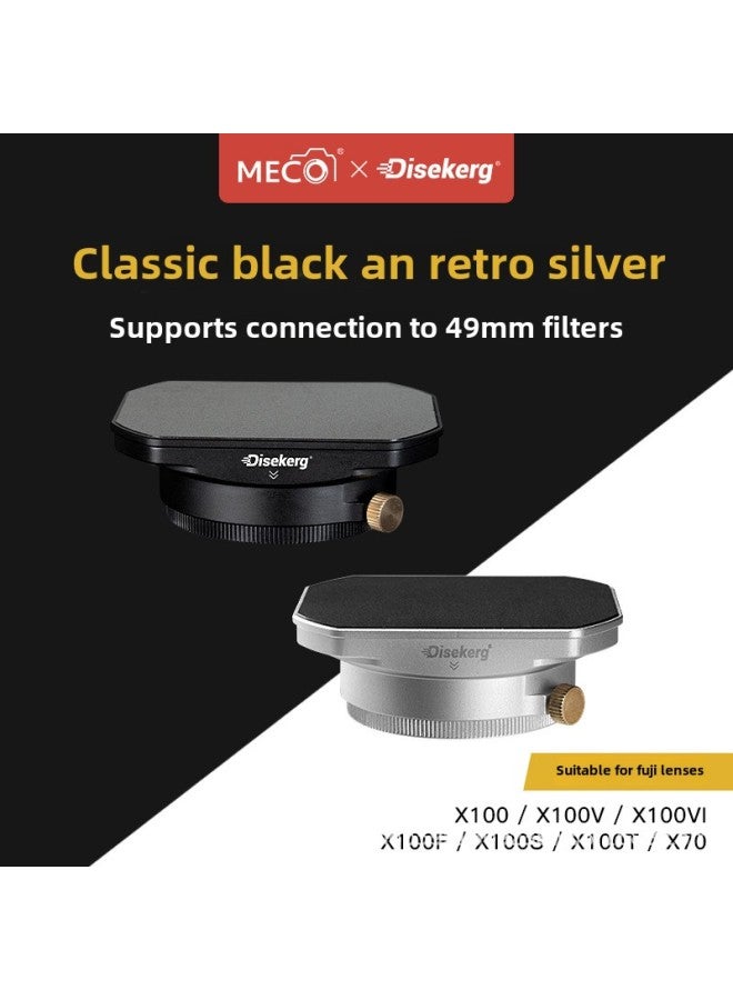 MECO Meigao DISE Point Photography Is Suitable For Fuji X100 Hood Filter Adapter Ring Square Magnetic Suction Cover UV Mirror-Color:Magnetic Cover Of Connecting Ring Shade (silver)  - Image 3