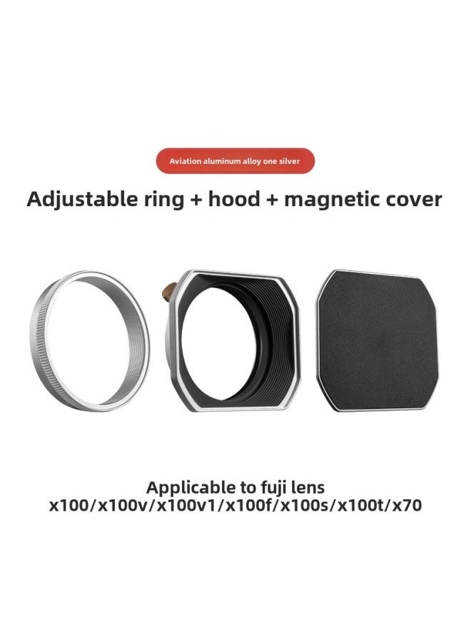 MECO Meigao DISE Point Photography Is Suitable For Fuji X100 Hood Filter Adapter Ring Square Magnetic Suction Cover UV Mirror-Color:Magnetic Cover Of Connecting Ring Shade (silver)  - Image 1
