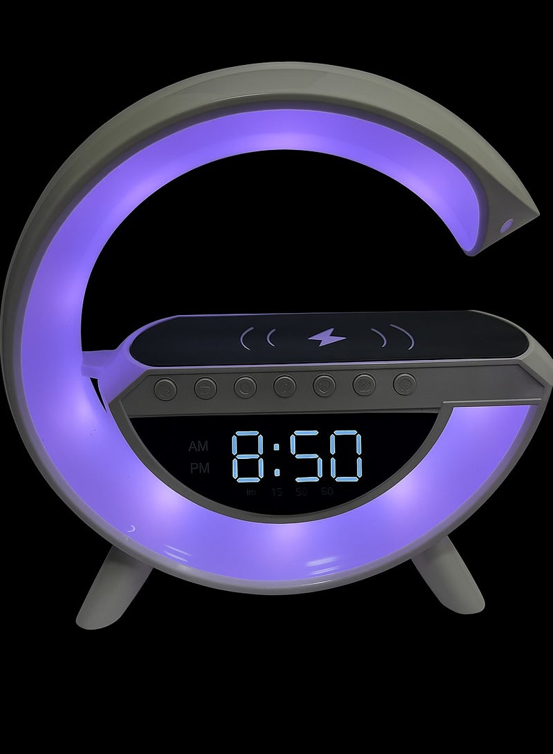 LED Wireless Speaker with Wireless Charging & FM Radio - Modern Design with Alarm Clock and Multi-Color Lights - Image 1