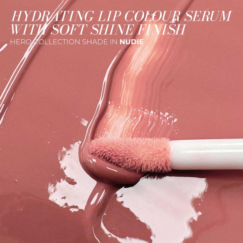 FITGLOW Beauty Lip Colour Serum | Hydrating Lip Gloss | Plumping Anti-Aging Lip Treatment | Natural Shine with Pomegranate Sterols & Collagen | Buildable Color for Dry Chapped Lips | Nudie - 10g - Image 2