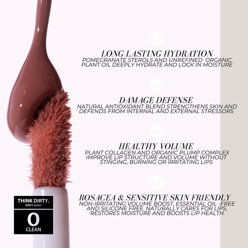 FITGLOW Beauty Lip Colour Serum | Hydrating Lip Gloss | Plumping Anti-Aging Lip Treatment | Natural Shine with Pomegranate Sterols & Collagen | Buildable Color for Dry Chapped Lips | Nudie - 10g - Image 5