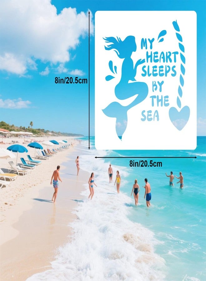 Tinoaly Pack of 16 Beach Theme Stencils for Painting, 20.5 cm Reusable Plastic Ocean Stencils Perfect for DIY Summer Beach Art on Wood, Fabric and Walls - Image 2