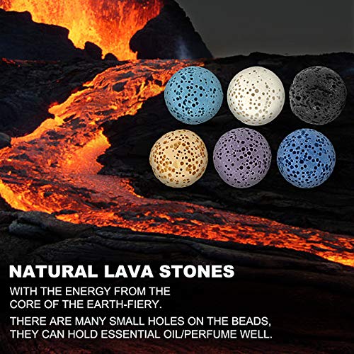 Top Plaza Lava Rock Stone Aromatherapy Essential Oil Diffuser Set Square Ceramic Fragrance Perfume Ware Bowl with 14Pcs Round Shape Lava Stone Beads - Image 3