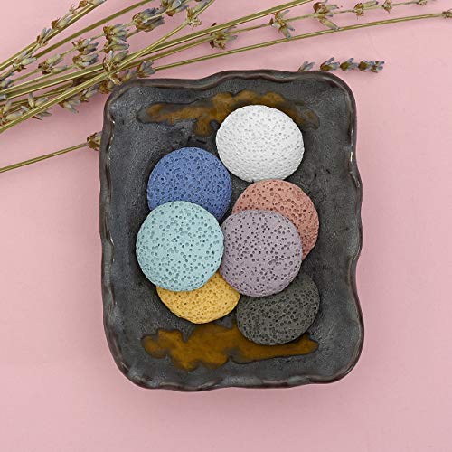 Top Plaza Lava Rock Stone Aromatherapy Essential Oil Diffuser Set Square Ceramic Fragrance Perfume Ware Bowl with 14Pcs Round Shape Lava Stone Beads - Image 2