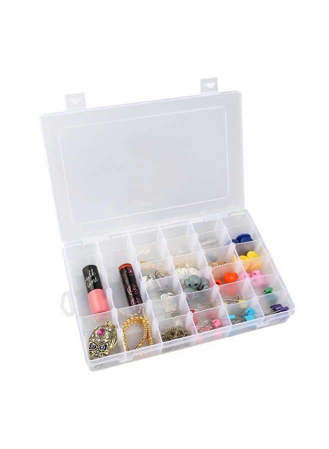 OULII Clear Plastic Jewelry Box Organizer Storage Container with Adjustable Dividers 36 Grids - Image 1