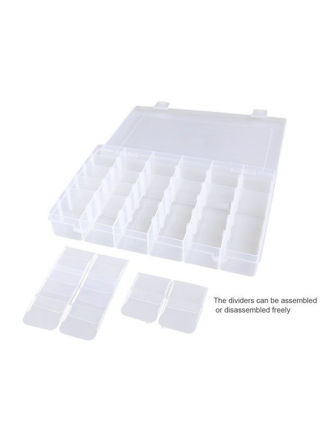 OULII Clear Plastic Jewelry Box Organizer Storage Container with Adjustable Dividers 36 Grids - Image 3